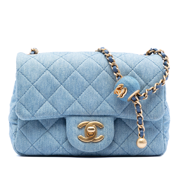 Chanel Handbags - Pre-Loved Chanel Mini Square Classic Denim Pearl Crush Single Flap
